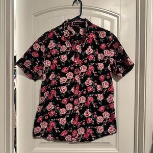 Allegra K Men’s Short Sleeve Floral Button Down Camp Shirt Size 42 Large